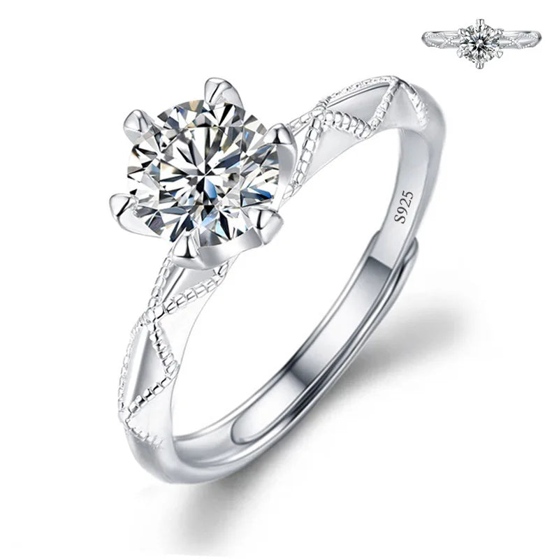 Never Fade Luxury Classic 18K White Gold Color Ring Solitaire 2 Carat Zirconia Diamant Wedding Band Women Jewelry Accessories