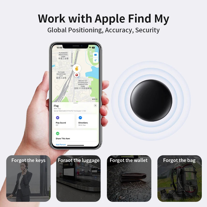 Anti-loss security Tracker, Find My Keys, Bluetooth GPS tracker, Headphones, Luggage, Advanced Pets, IOS MFi Tracker