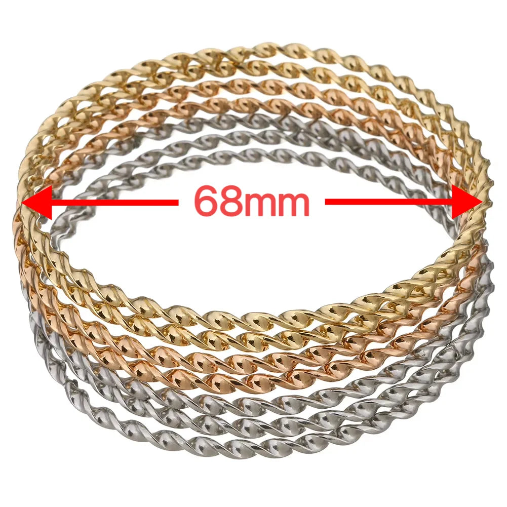 7PCs/Set New Fashion Roman style Stainless Steel Bangle gold color Lover Charm Bracelet for Women Brand Gold Wide Cuff Bangle