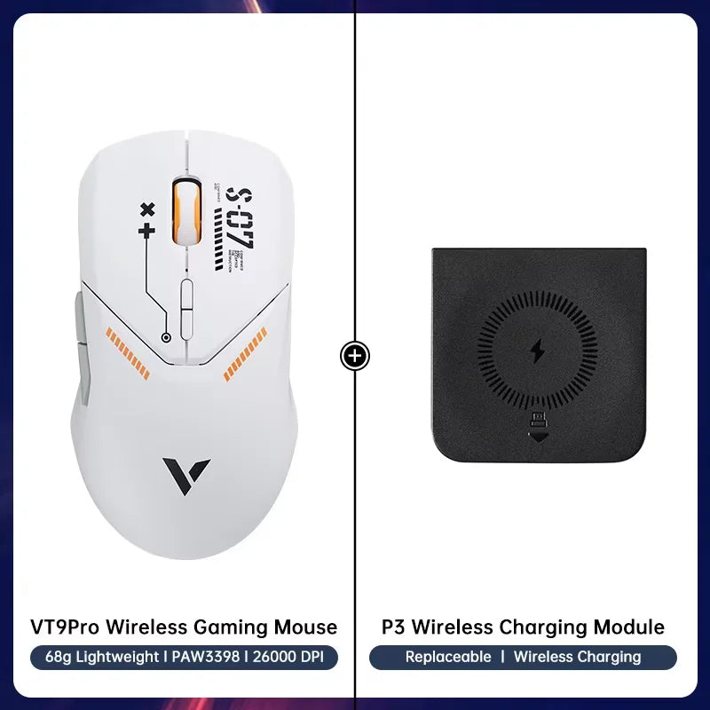Rapoo VT9PRO/VT9Air 4K Wireless Gaming Mouse Superlight 26000DPI 4KHz Polling Rate 0.25ms Response Time 180H BatteryLife PAW3398