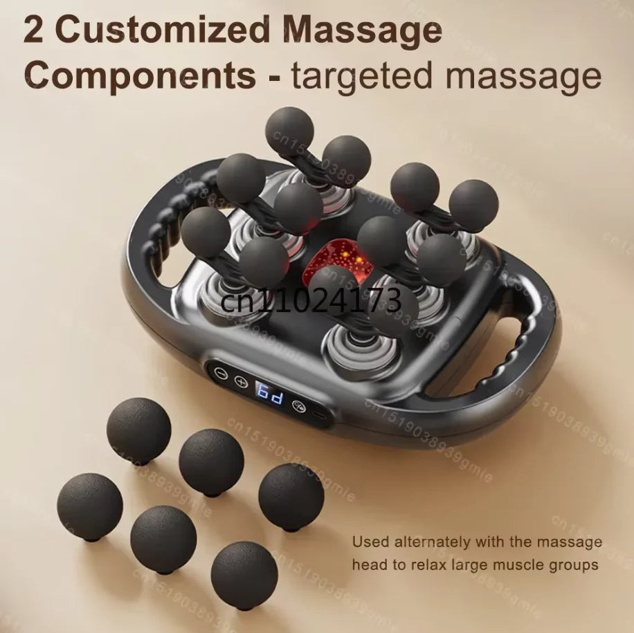Fascia Gun 12/8 Heads Electric Massage Gun Muscle Relaxation High Frequency Back Massage Deep Tissue Muscle Fascia Massage Gun