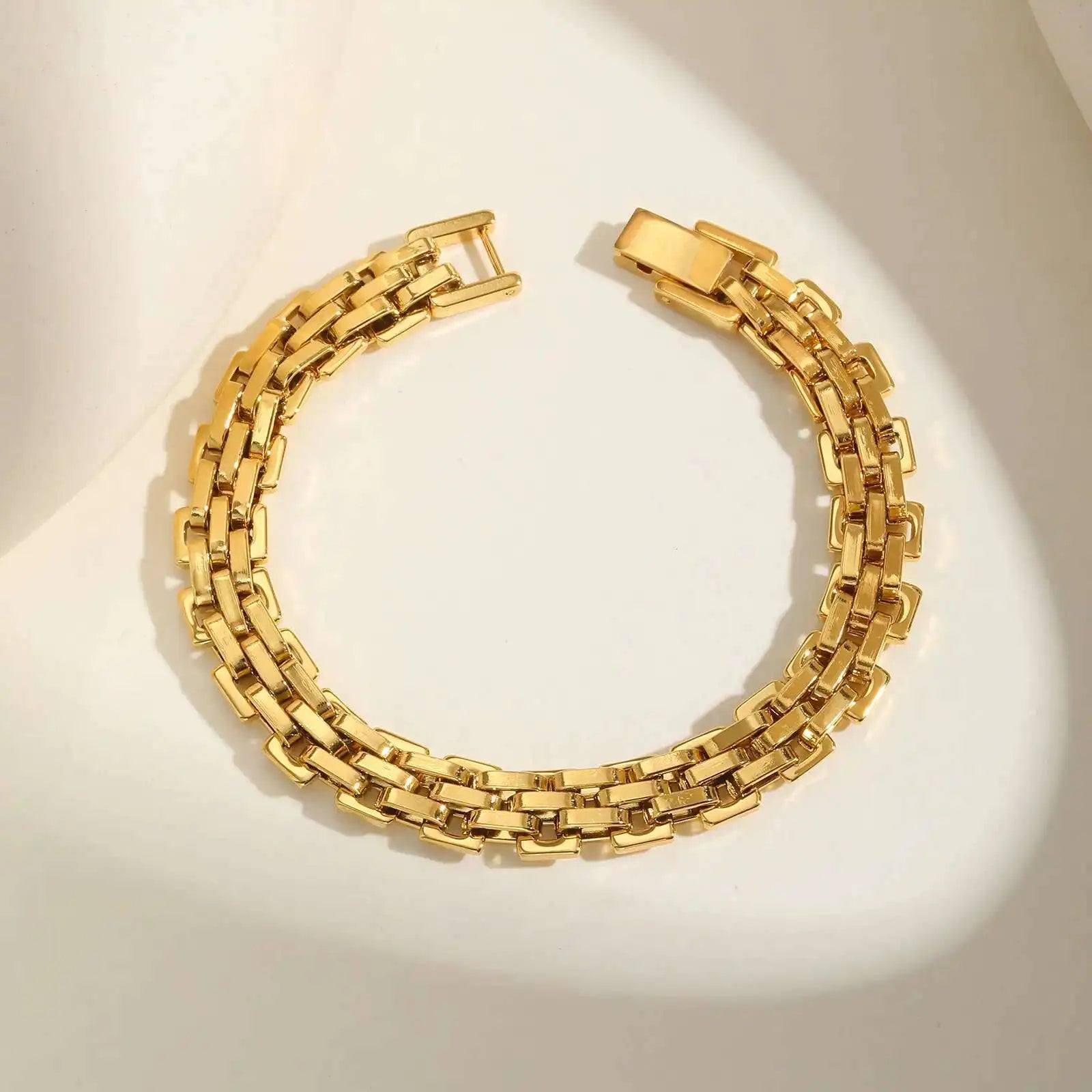 Prjewel Women's Watch Strap Bracelet Gold Color Stainless Steel Bracelet Fashion Party Waterproof Jewelry for Women Girl Gifts