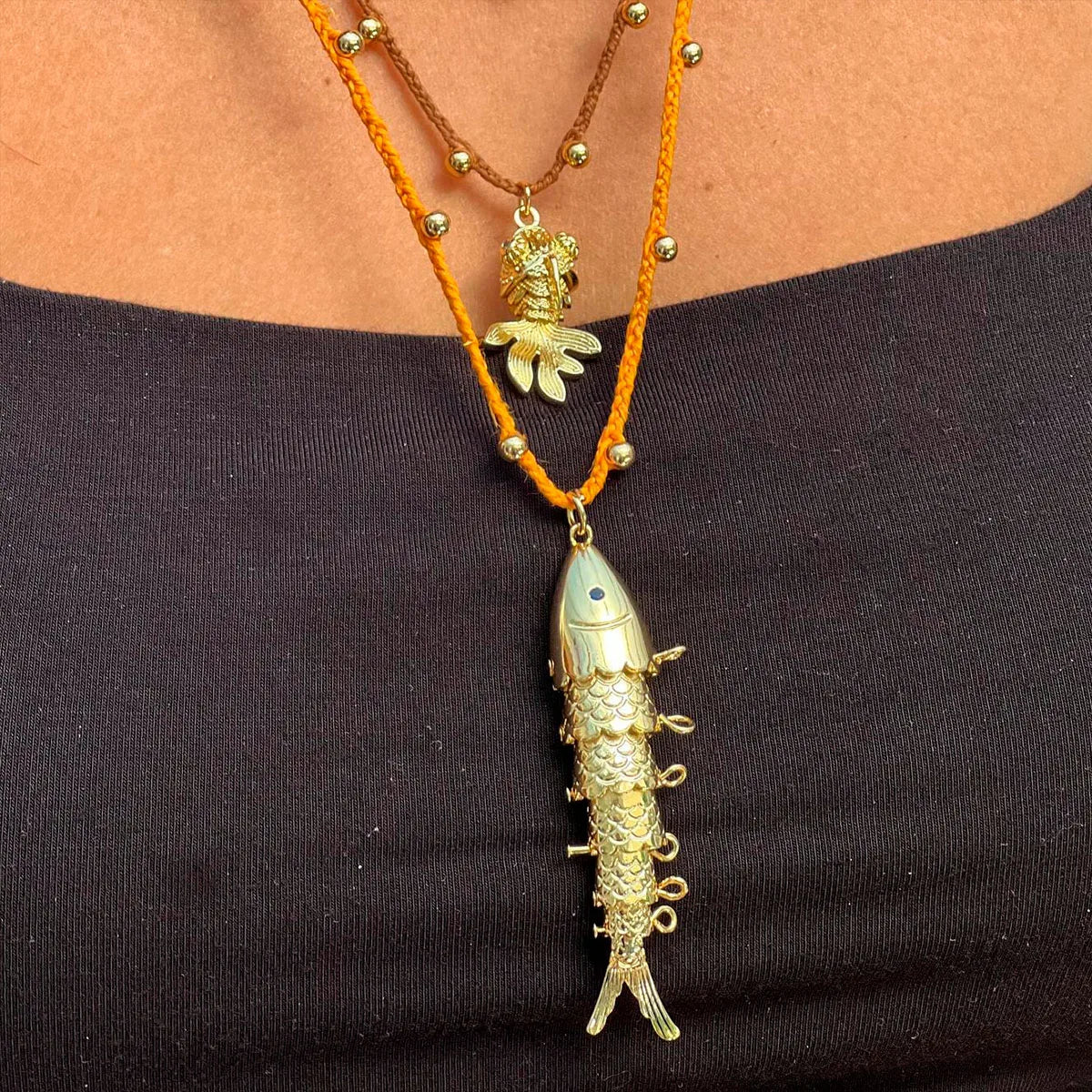 2025 New Necklace Fish Stainless Steel Trendy INS Crystal Metal Jewelry Rope Choker Women Accessories Gift Collar pez