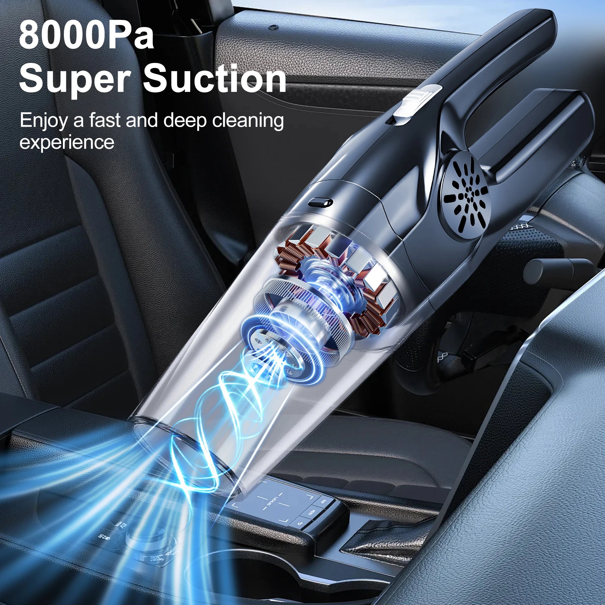 New Portable Car Vacuum Cleaner High Suction Dry and Wet Dual-use Vacuum Powerful Mini Vacuum Cleaner Suitable for Car Interiors