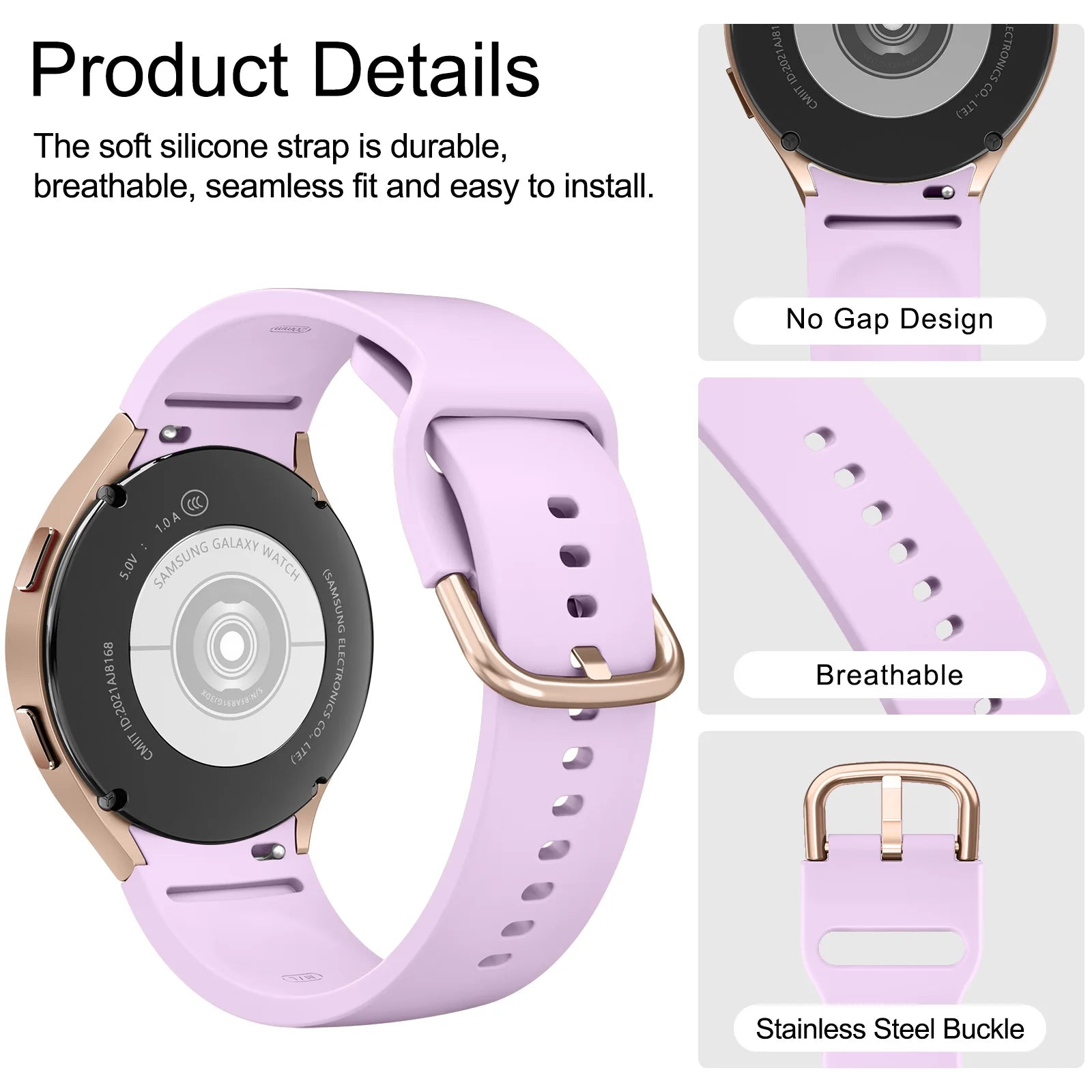 20mm Silicone Strap For Samsung Galaxy Watch 6/5/4 44mm 40mm pro Watchband For Galaxy Watch 6 4 Classic 43mm/47mm 42mm/46mm Band
