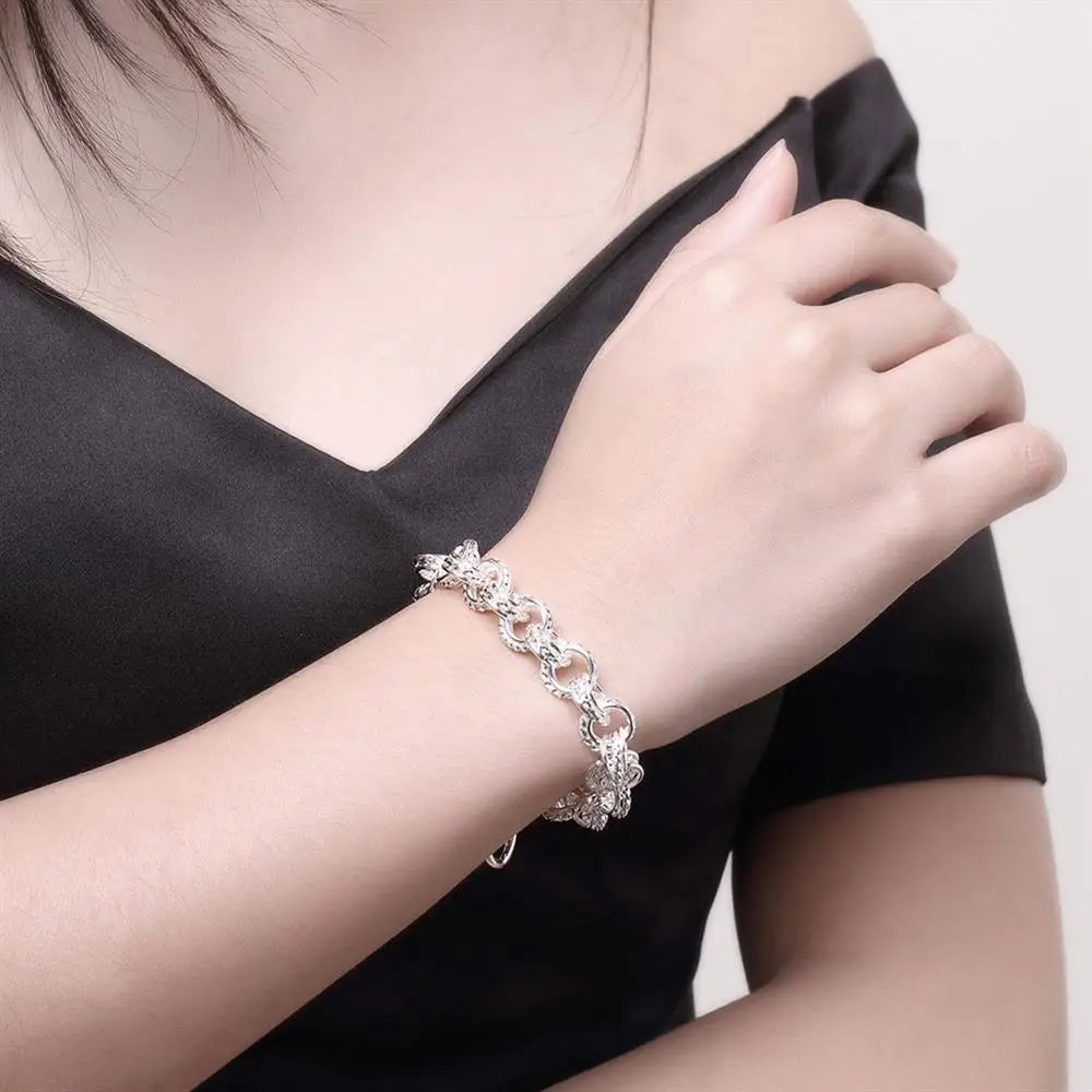 Fashion bracelet  925 Sterling Silverr Link Chain Europe Style Jewelry For Women Charm Bracelets Wedding Jewelry Christmas