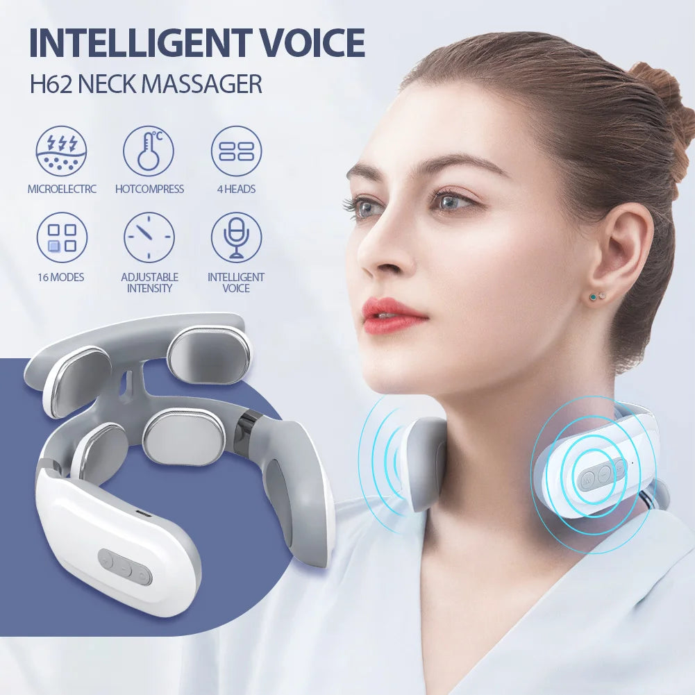 Electric Back Neck Nuscle Massager TENS Pulse Shoulder Neck Vibration Massage Devices Heating Relieve Pain Muscle Health Care