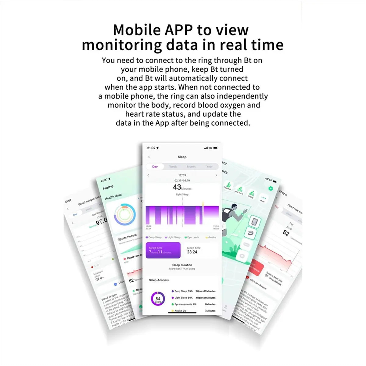 R6 Smart Ring Health Monitoring Ring IP68 & 5ATM Waterproof Multi-Sport Modes Universal Smart Ring Couple Rings No.9,B