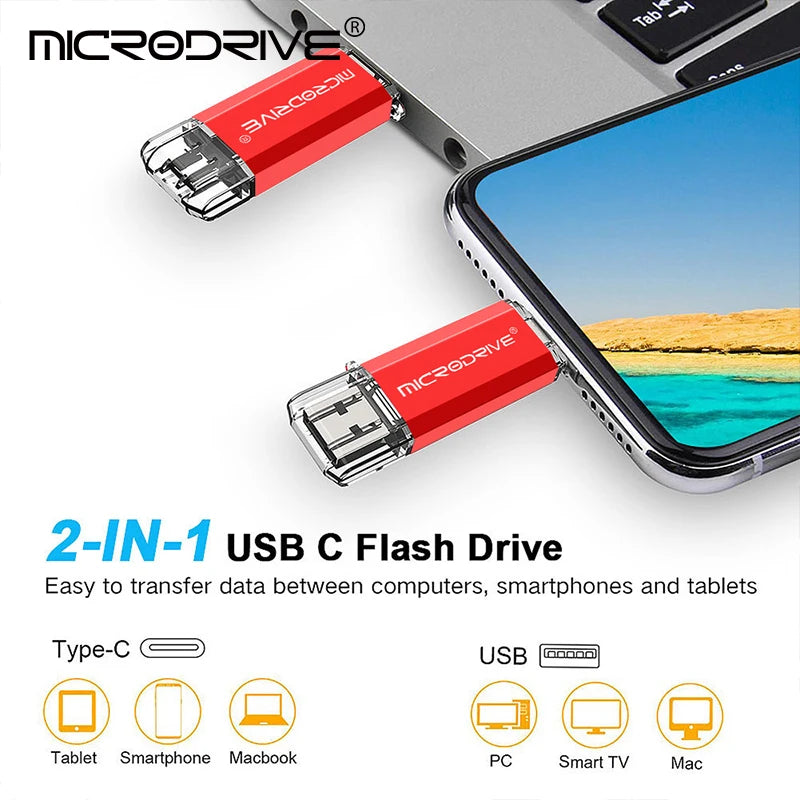 TYPE C USB 2.0 Flash Drive OTG Pen Drive 128GB 64GB 32G 16 8 4GB Memory Disk U Stick External Storage Pendrive for SmartPhone/PC