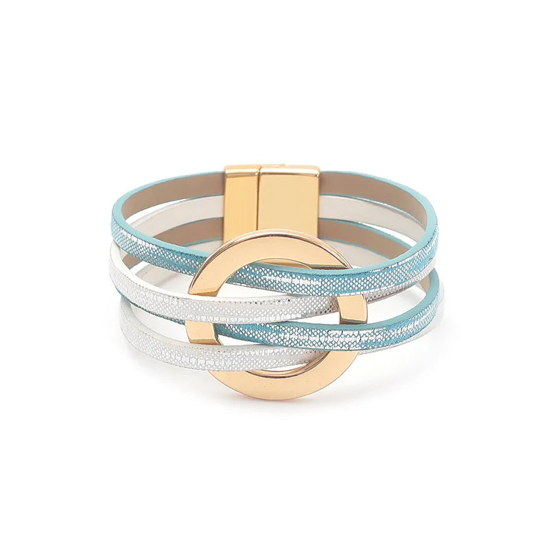 New Fashion Bracelets & Bangles Elegant Multilayer Wide Wrap Bracelet Female Jewelry Gift Leather Bracelets For Women