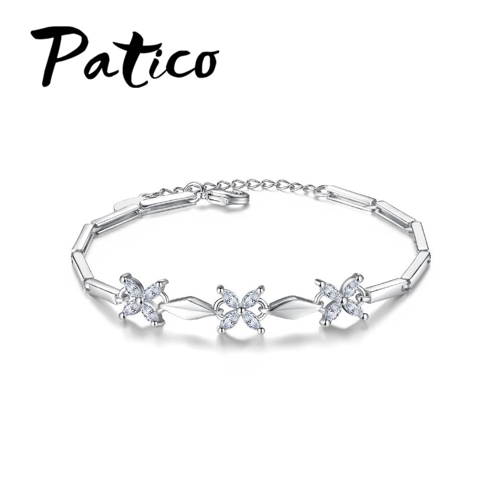 New Fashion Girls Lovely Bracelet For Party/Wedding/Engagement Genuine 925 Sterling Silver Link Chain For Ladies' Best Gift