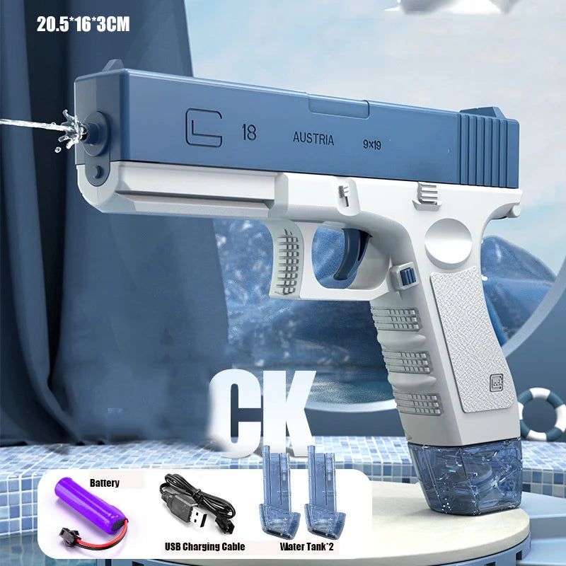 Electric Water Gun With Two Water Tank Automatic High-Power Water Blaster For Child Outdoor Games Summer Water Spray Gun Toys