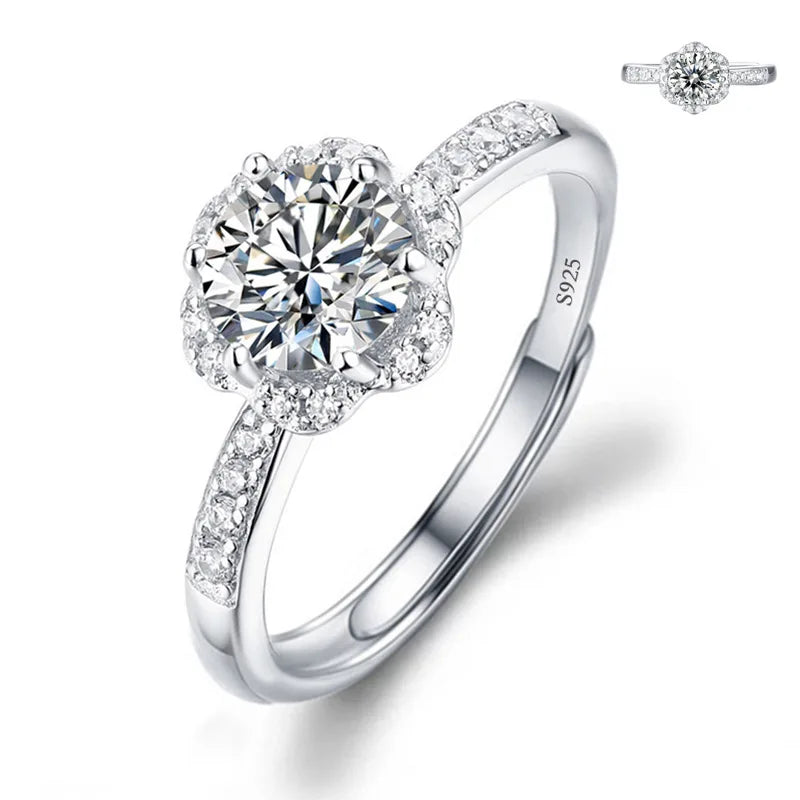Never Fade Luxury Classic 18K White Gold Color Ring Solitaire 2 Carat Zirconia Diamant Wedding Band Women Jewelry Accessories