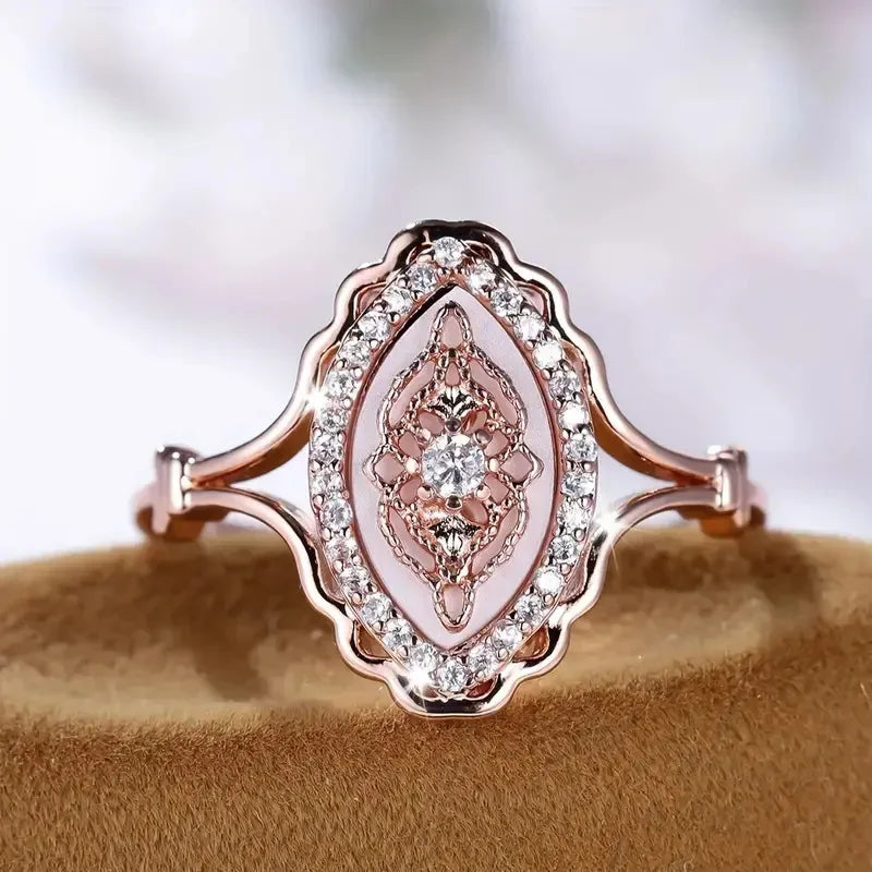 Luxury Female Small White Zircon Stone Engagement Ring Rose Gold Color Summer Wedding Jewelry for Women anillos para hombre