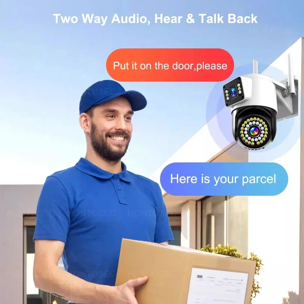 Yoosee 4K 8MP Dual Lens Dual Screens Color Night Vision Auto Tracking Two Way Audio Outdoor Waterproof Security Camera System