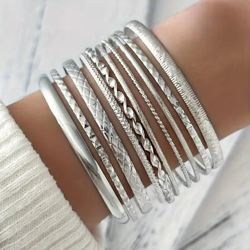 New Multi-layer Full Star Stacking Bracelet Fashion Retro Multi-ring Set of Metal Bracelets 20 Pcs Women's Jewellery Accessories