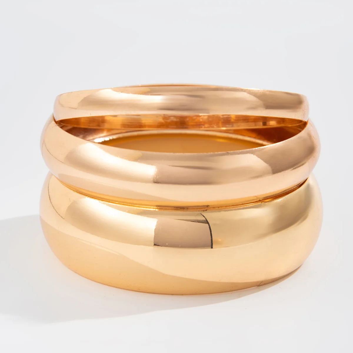 New Round Smooth Stainless Steel Bangles Women Minimalist Gold Silver Color Texture Charm Wrist Jewelry Couple Jewelry Steampunk