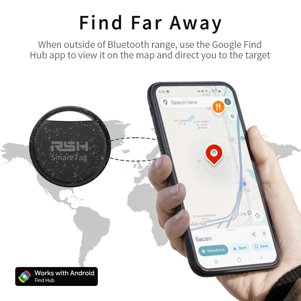 RSH 5pcs Security Anti-Loss GPS Tracker Android Locator for Xiaomi Global Postioning Kids Bag Wallet Car Finder Google Certified