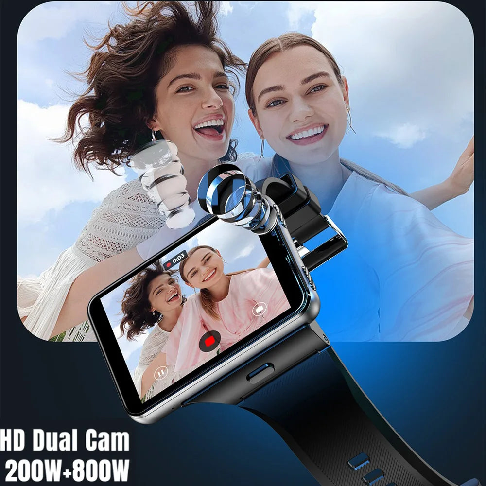4G Smart Watch Android 11 Smartwatch Health Clock 2MP/8MP Dual Camera 4GB RAM 64GB ROM 2300MAh GPS WIFI Compass 2.88" Watches