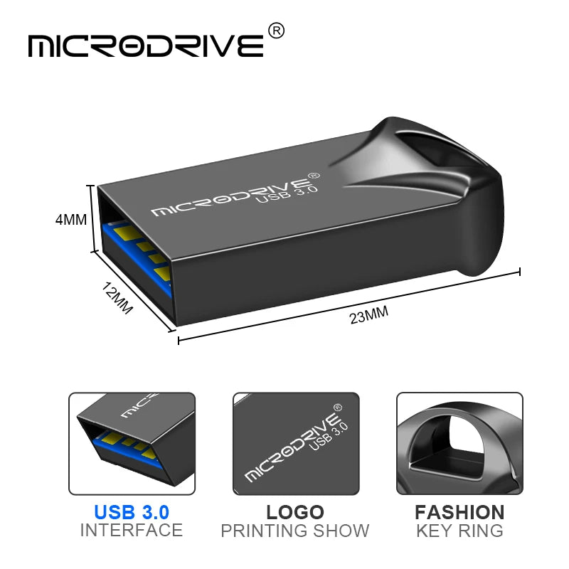 mini usb 3.0 Flash Drive 128GB 64GB 32GB 16GB high speed memory Flash USB3.0 Stick small u disk with key chain