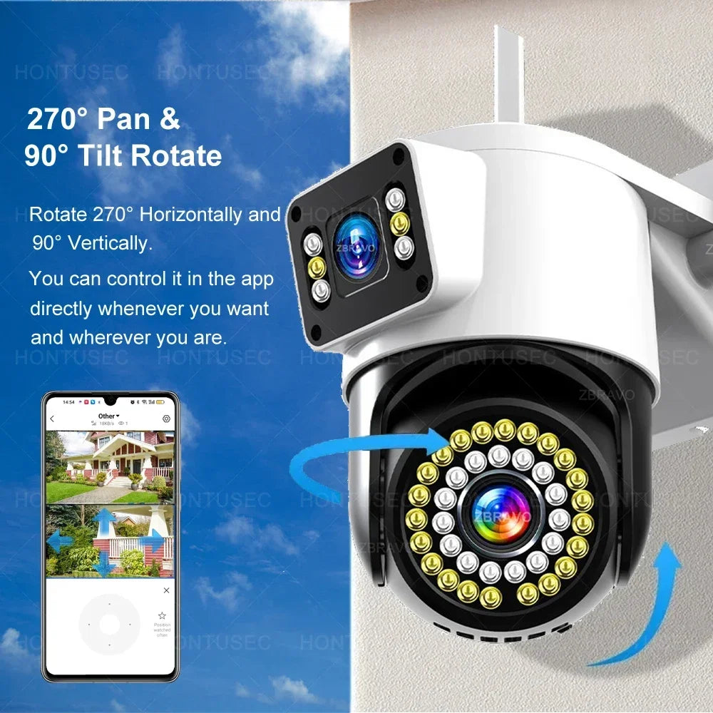 Yoosee 4K 8MP Dual Lens Dual Screens Color Night Vision Auto Tracking Two Way Audio Outdoor Waterproof Surveillance Cameras
