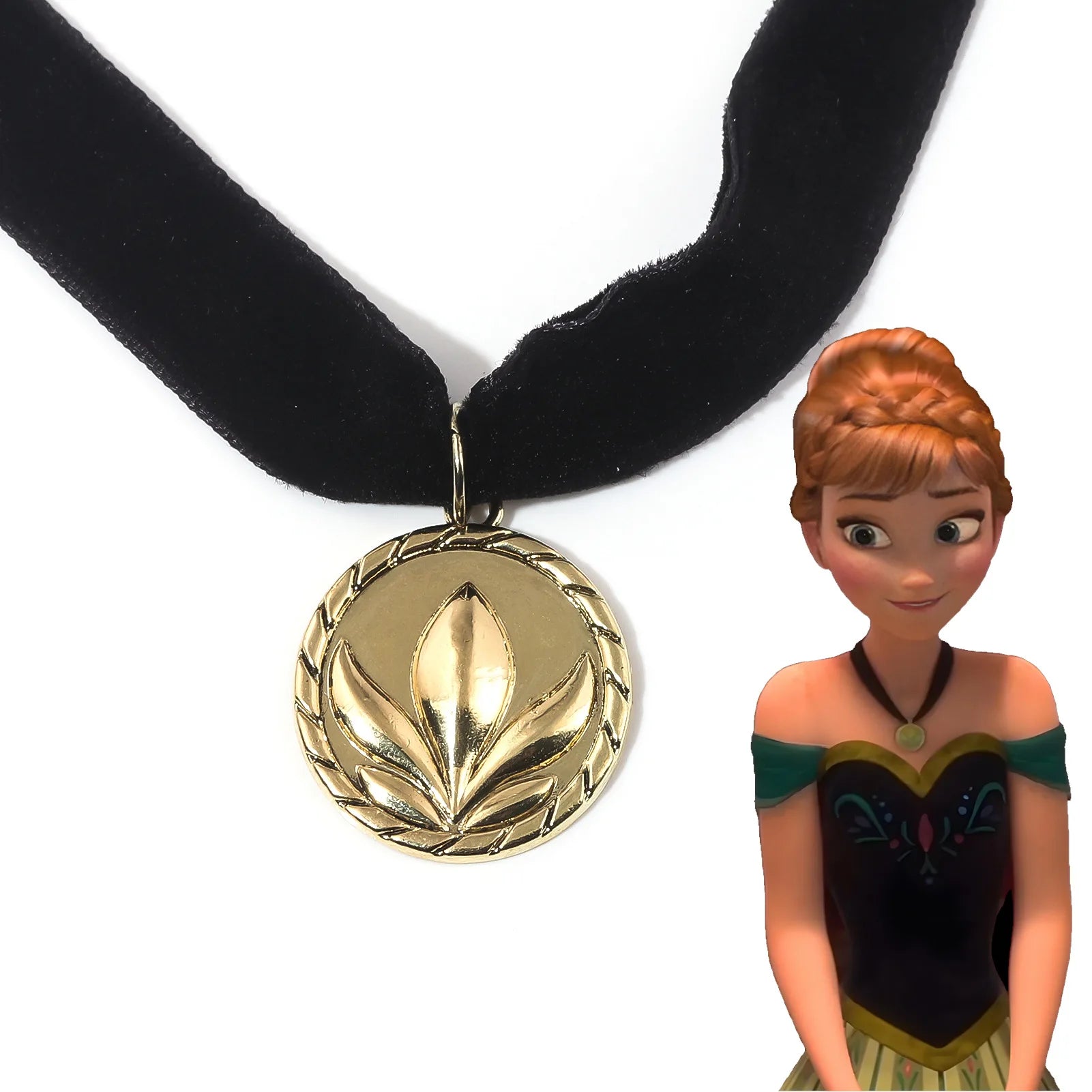 New Anime Necklace Fairy Tale Cosplay Girl Princess Necklace Black Velvet Fabric Metal Pendant Lucky Necklace Jewelry