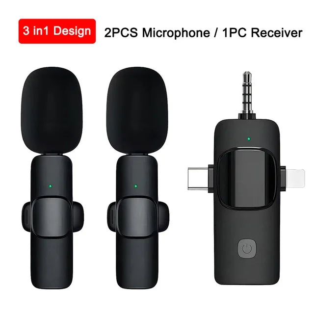 Wireless Microphone for iPhone Android Microphone Live Streaming Interviews mini Mic with Noise Reduction Audio Video Recording