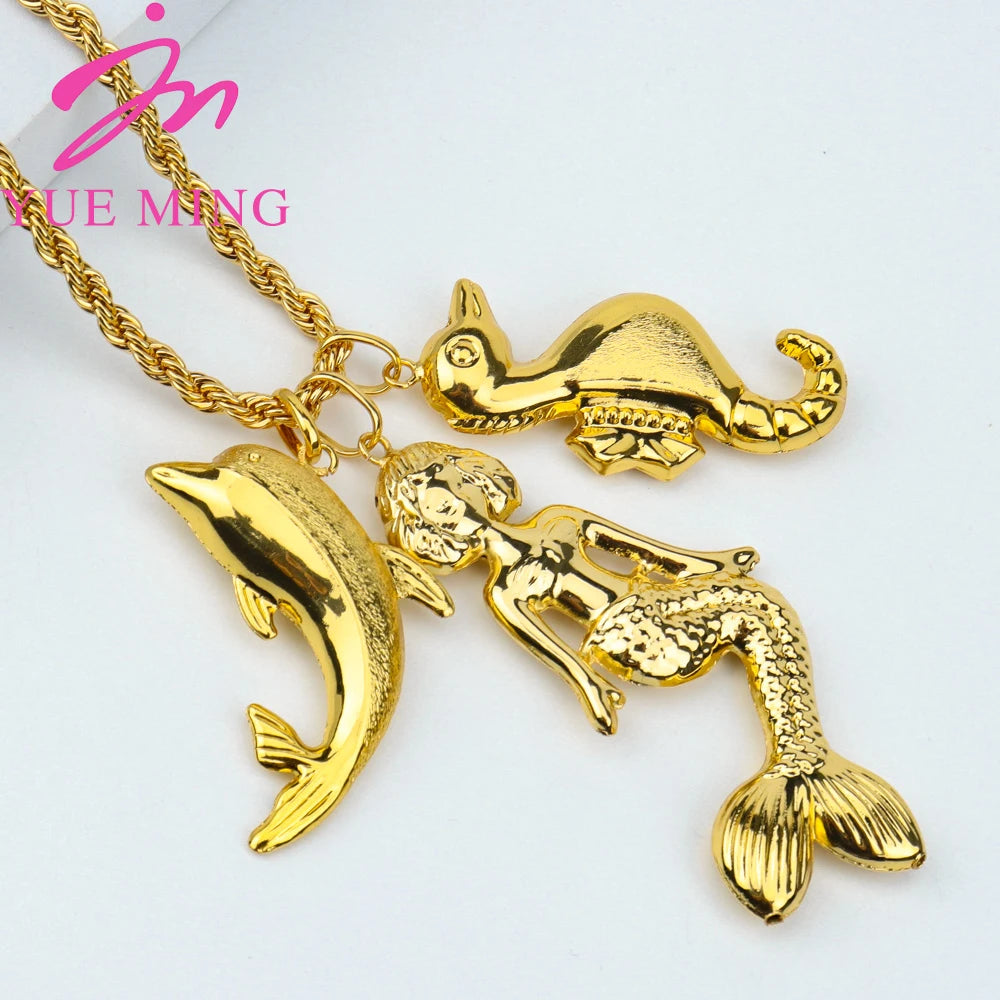 Fashion Necklace For Women Men Dubai Gold Color Jewelry Sets Couple Gift Daily Wear Party Holiday Jewelry Parent Child Set