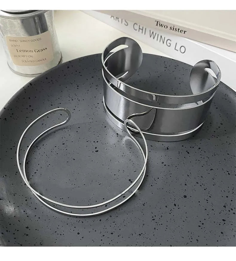 New Fashion Silver Smooth Face Bracelet for Women Summer Beach \Dance Party Cuff Bracelets Jewlery Accessories Gifts