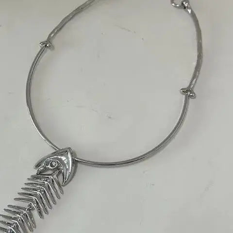 European and American Fashion Trends Versatile Niche Exaggerated Fish Bone Necklace