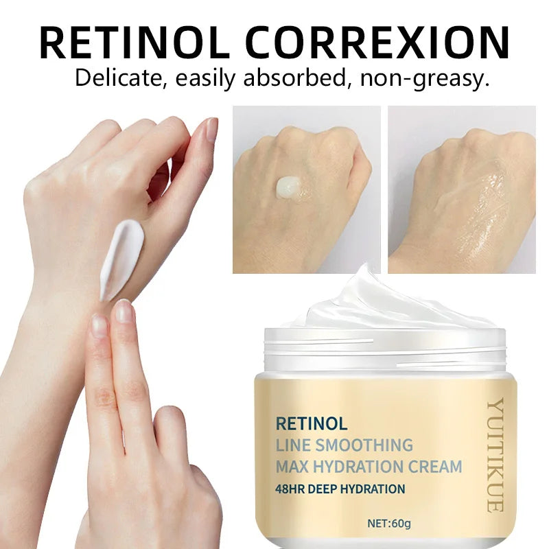 YUITIKUE Retinol Max Hydration Cream 60g - 48HR Deep Moisture, Tightens & Smooths Skin, Fast Absorption, Day & Night Use