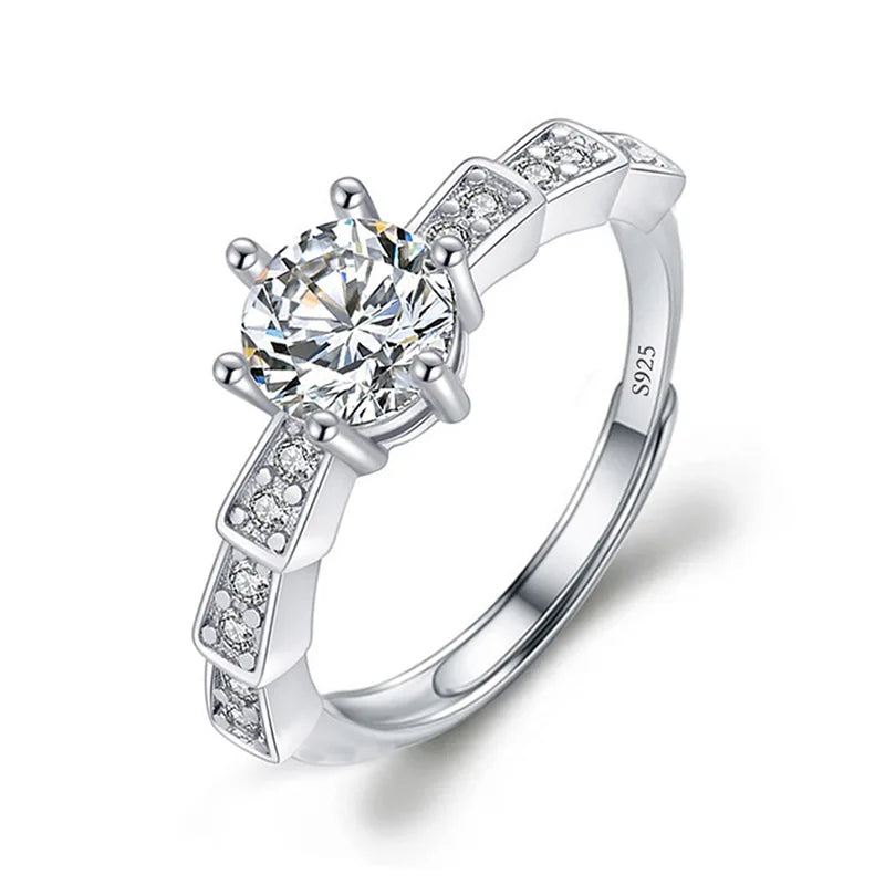 Never Fade Luxury Classic 18K White Gold Color Ring Solitaire 2 Carat Zirconia Diamant Wedding Band Women Jewelry Accessories