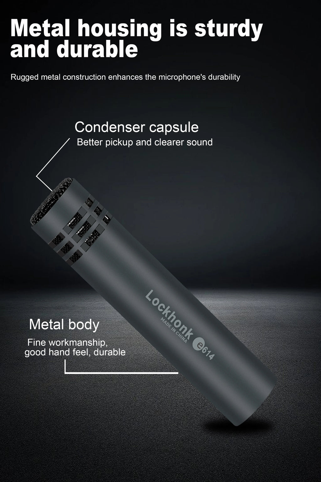 High quality E614 condenser instrument microphone cardioid instrument mic with clamp mount for Hot selling