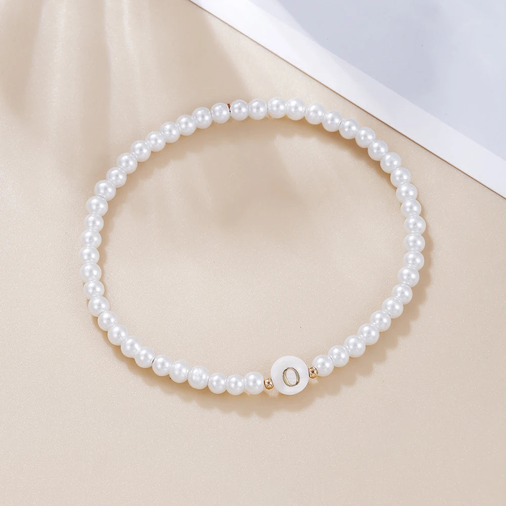 New Fashion 26 Letter Bracelet Women Temperament Handmade Simulated Pearl Bead Bracelet For Women Jewelry Gift