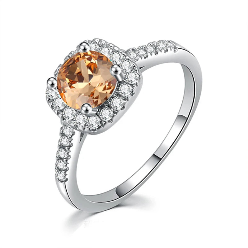 Double Fair Exquisite Square Wedding & Engagement Rings For Women Female Ring Jewellry Shiny Cubic Zircon Fashion Jewelry DFR531