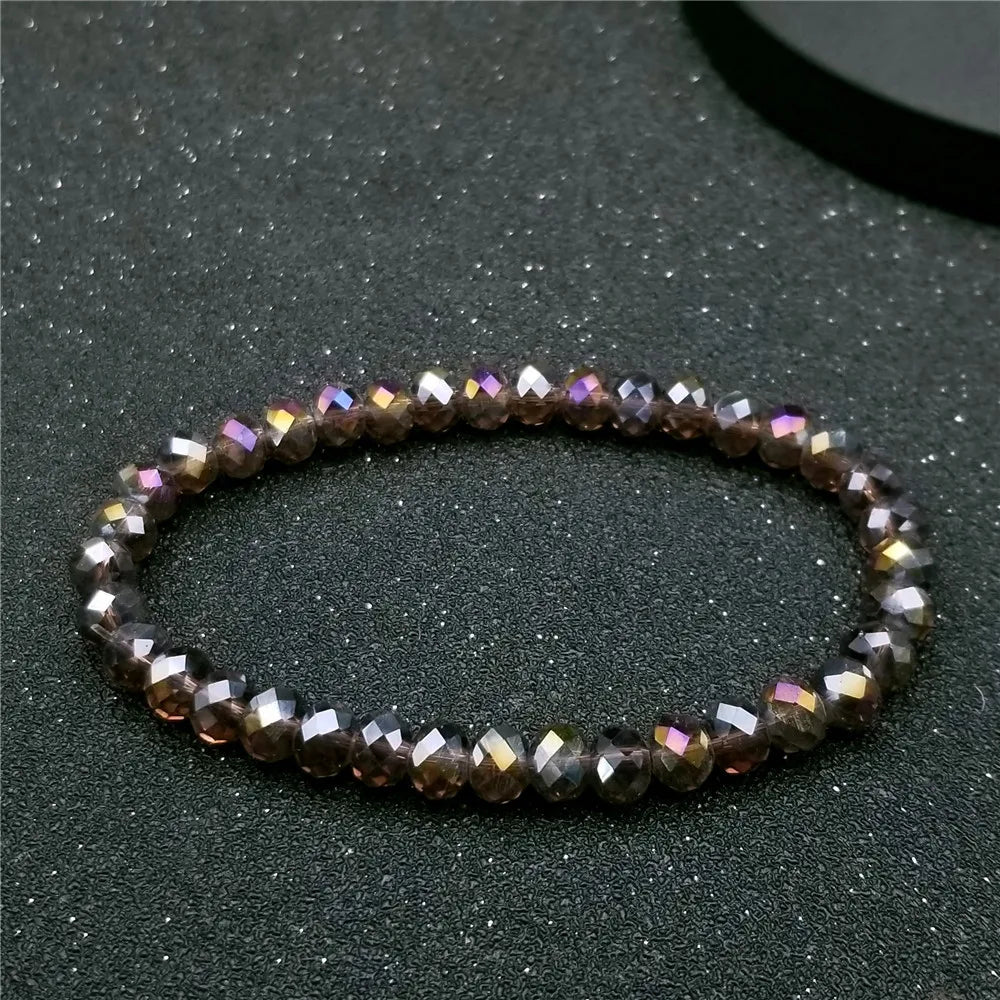 Shiny Transparent White Thin Crystal Bracelet For Women Simple Refracted Colorful Light Stretch Bracelet 2022 Jewelry Party Gift