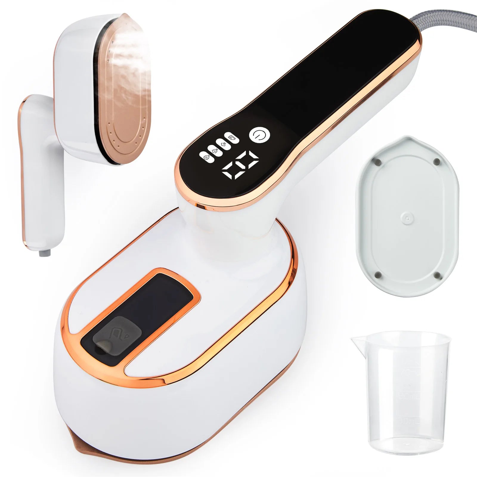 Handheld ironing machine (with steam brush), intelligent LCD electric rotary iron, portable mini iron for home and travel 6198-D