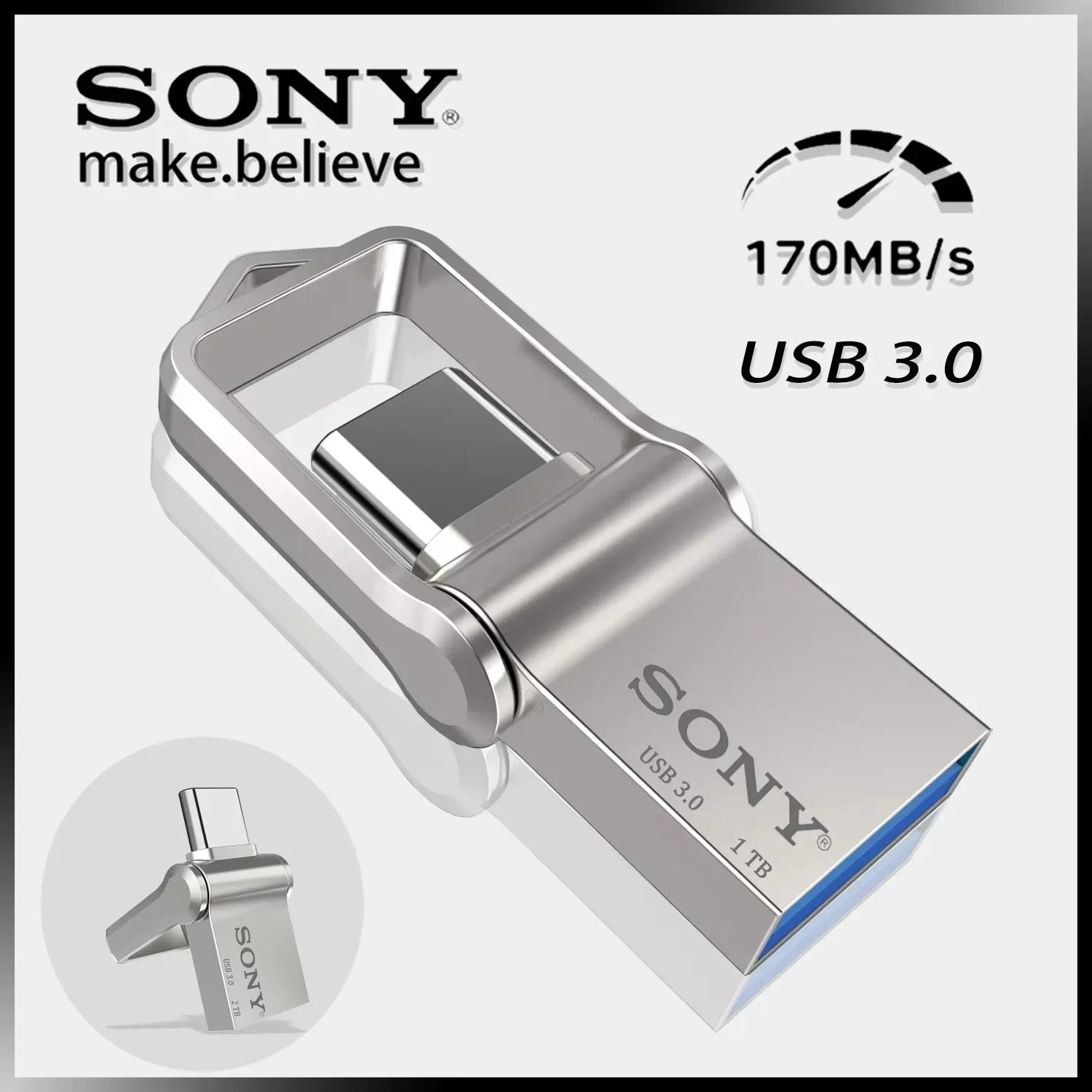 SONY 2 in 1 OTG USB-C Flash Pen Drive Metal Memory Stick Usb 3.0 flash Disk 64GB 128GB 256G USB3.0 Dual C Pendrive