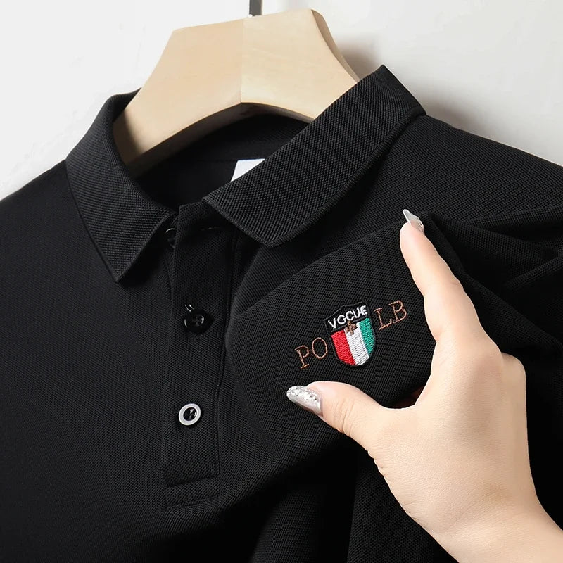 Men's Summer Embroidered Casual Fashion Short Sleeve POLO Shirt Comfortable Top