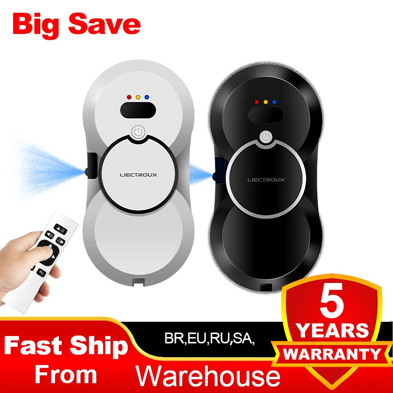Robot Window Cleaner Liectroux HCR-10 Water Spraying Ultrathin Window Cleaning Robot, Auto Electric Glass Washer, Strong Vacuum