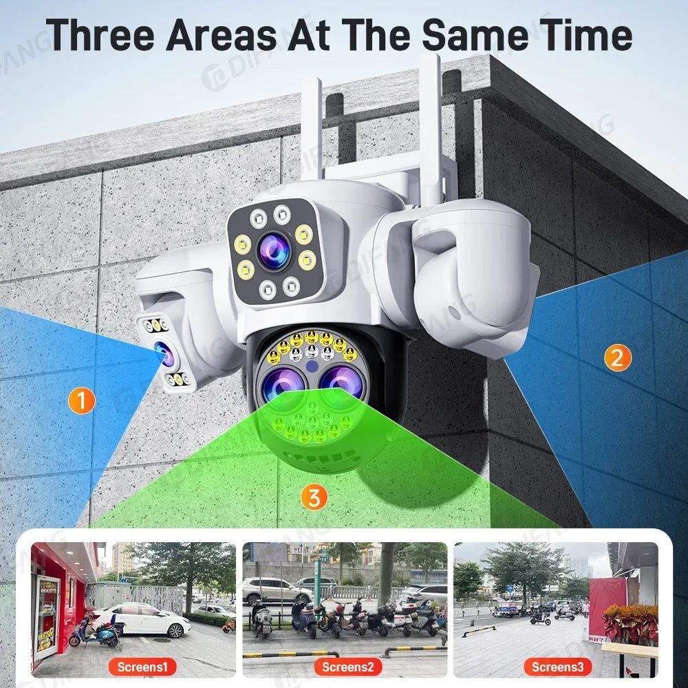 Yoosee WiFi Camera Outdoor Three Screen Four Lens 10X Zoom CCTV Onvif Security Cameras Surveillance