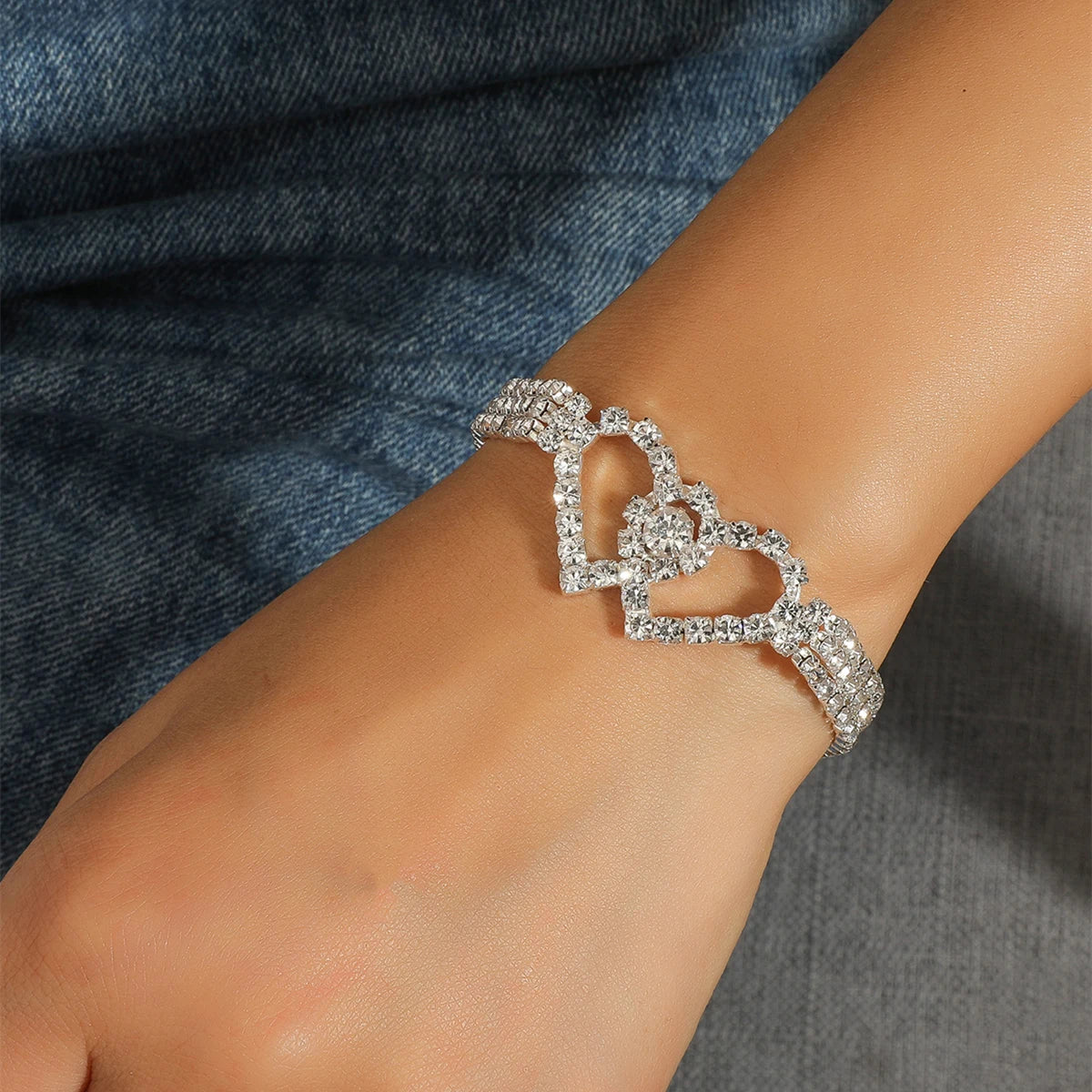 Wedding Bridal Jewelry 1-10 Row Cuff CZ Rhinestone Crystal Stretch Strand Bracelet Bangle Dropshipping