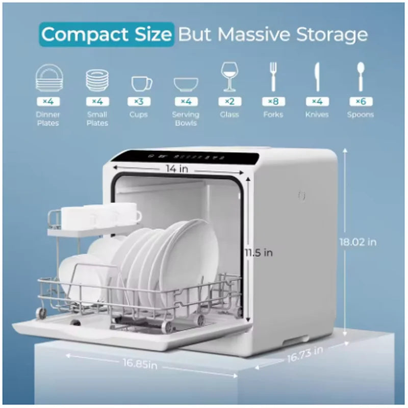 Mini portable dishwasher countertop compact dishwasher, desktop small dishwasher with 5L built-in water tank GN781TB