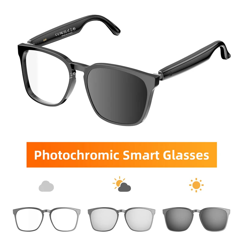 Smart Glasses Anti Blue Photochromic Bluetooth Sunglasses UV Protection Hands-Free Calls Audio Voice Assistant Glasses 2025