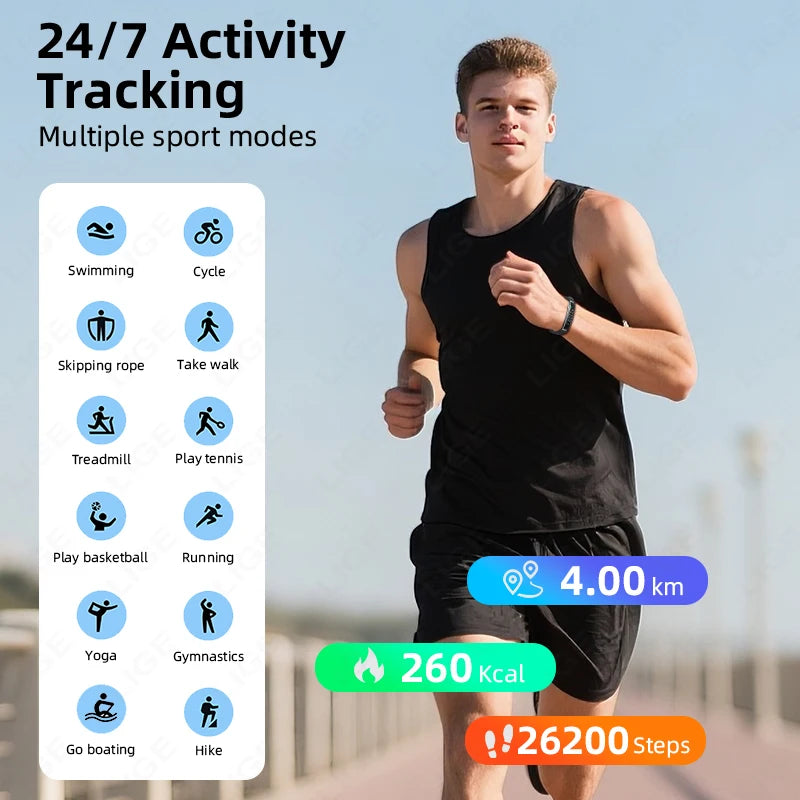 New Sport Fitness Tracker Smart Bracelet Heart Rate Blood Oxygen Monitor Pedometer Call Reminder Smartwatch Band for Men Women