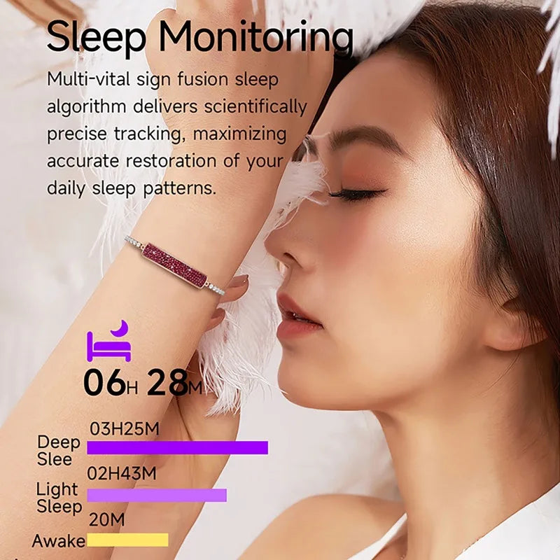 Smart Watch Women Chain with Pedometer Heart Rate Blood Oxygen Sleep and Health Monitoring Bracelet Waterproof Ladies Sport Band