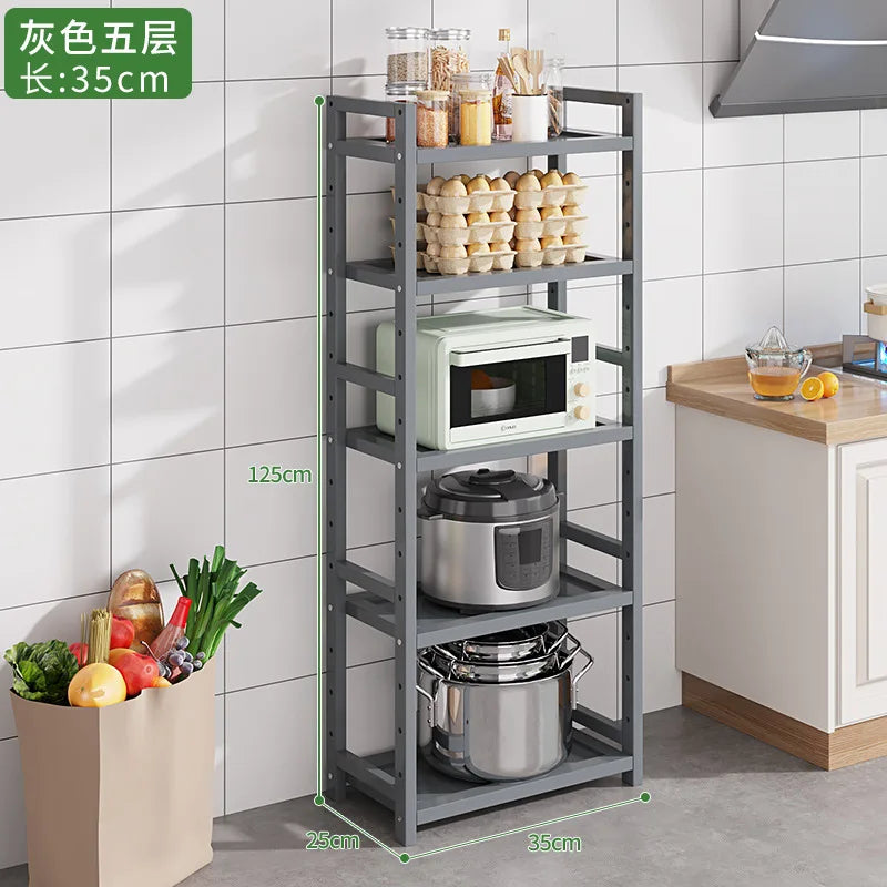 Kitchen Storage Ra Countertop Cabinet Multi-layer Partition elf Spice Microwave Pot Storage Organizer Bamboo Material