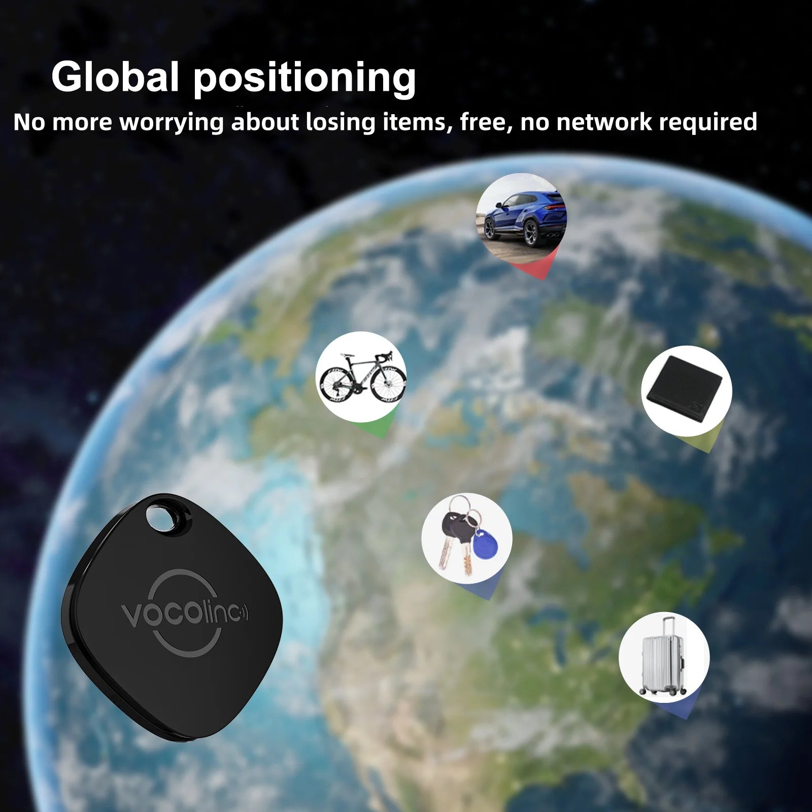1/2/3/4Pcs VOCOlinc Mini Keychain Locator Anti-lost Wallet Car Smart Tag Bluetooth Tracker Key Item Finder Use Find My (iOS only