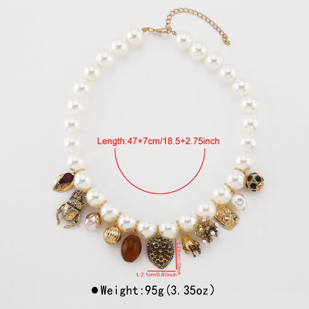 New Elegant Bohemian Pendant Necklace Adjustable Rope Faux Pearl Collarbone Chain Boho Choker Jewelry Female Fashion