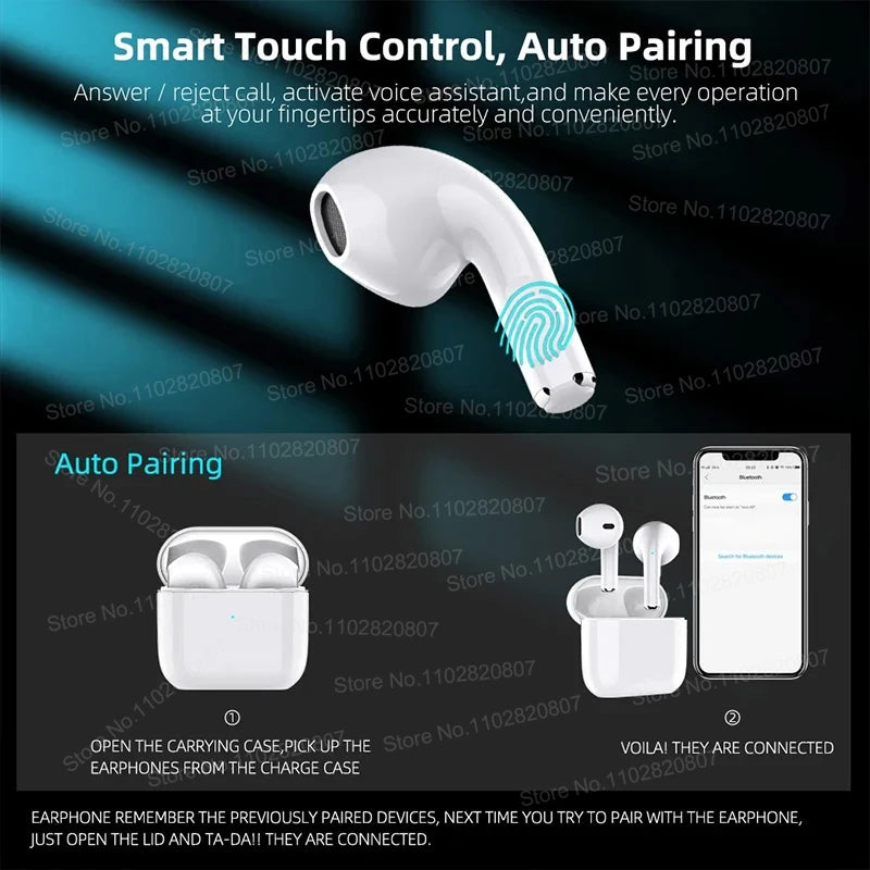 for Pro 4 TWS Wireless Bluetooth Earphones Earpods for iPhone Android Airpods Pro 2 in-ear Headphone ANC Type C Cable Earphone